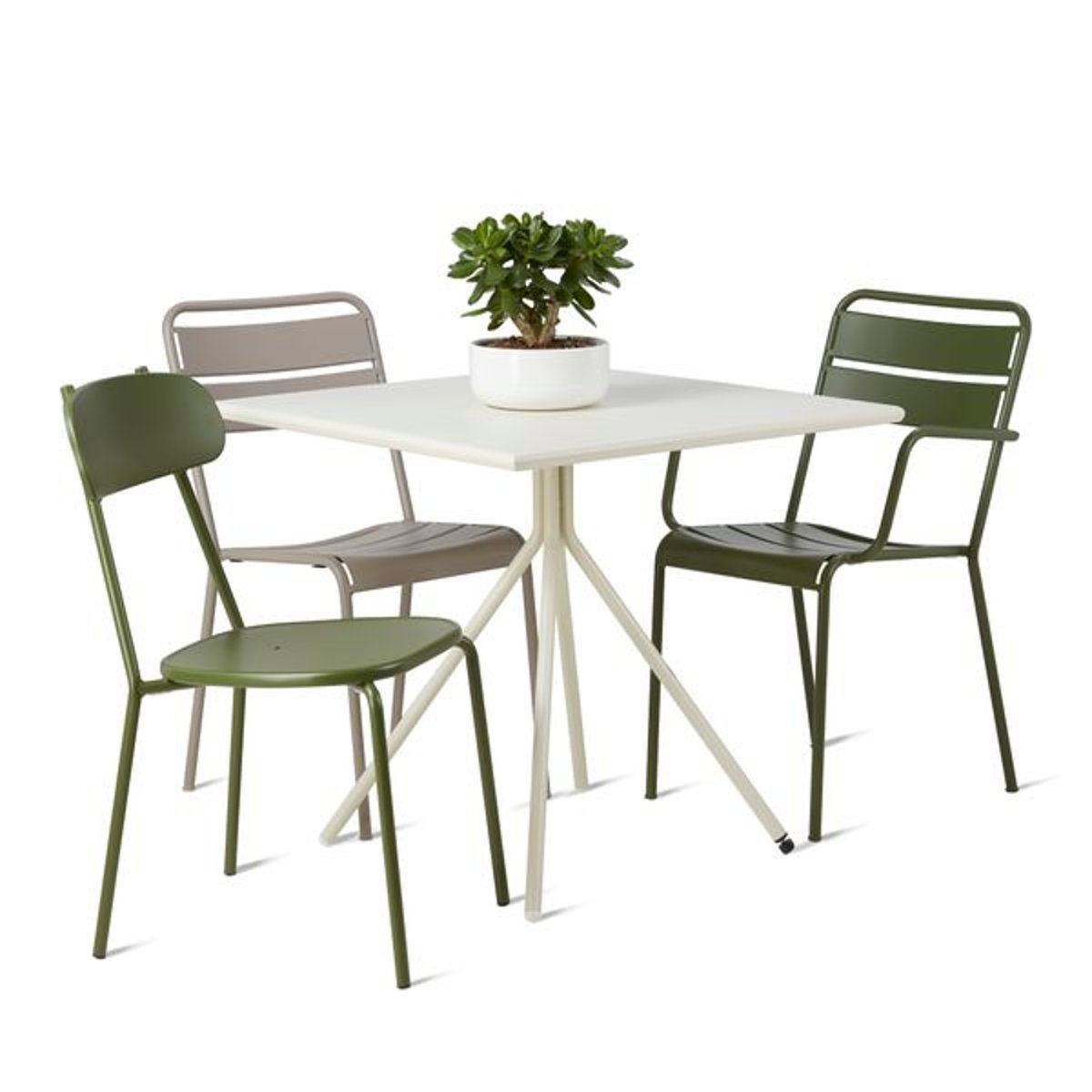 Table de jardin carrée 80cm pied central métal OPUS beige, ZAGO