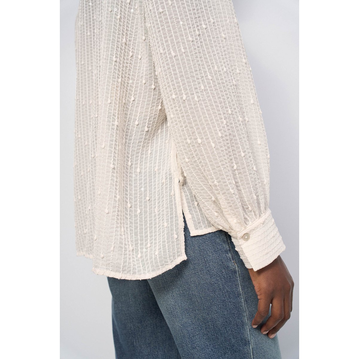 CHEMISE TEXTURÉE À SEQUINS beige, SALSA JEANS