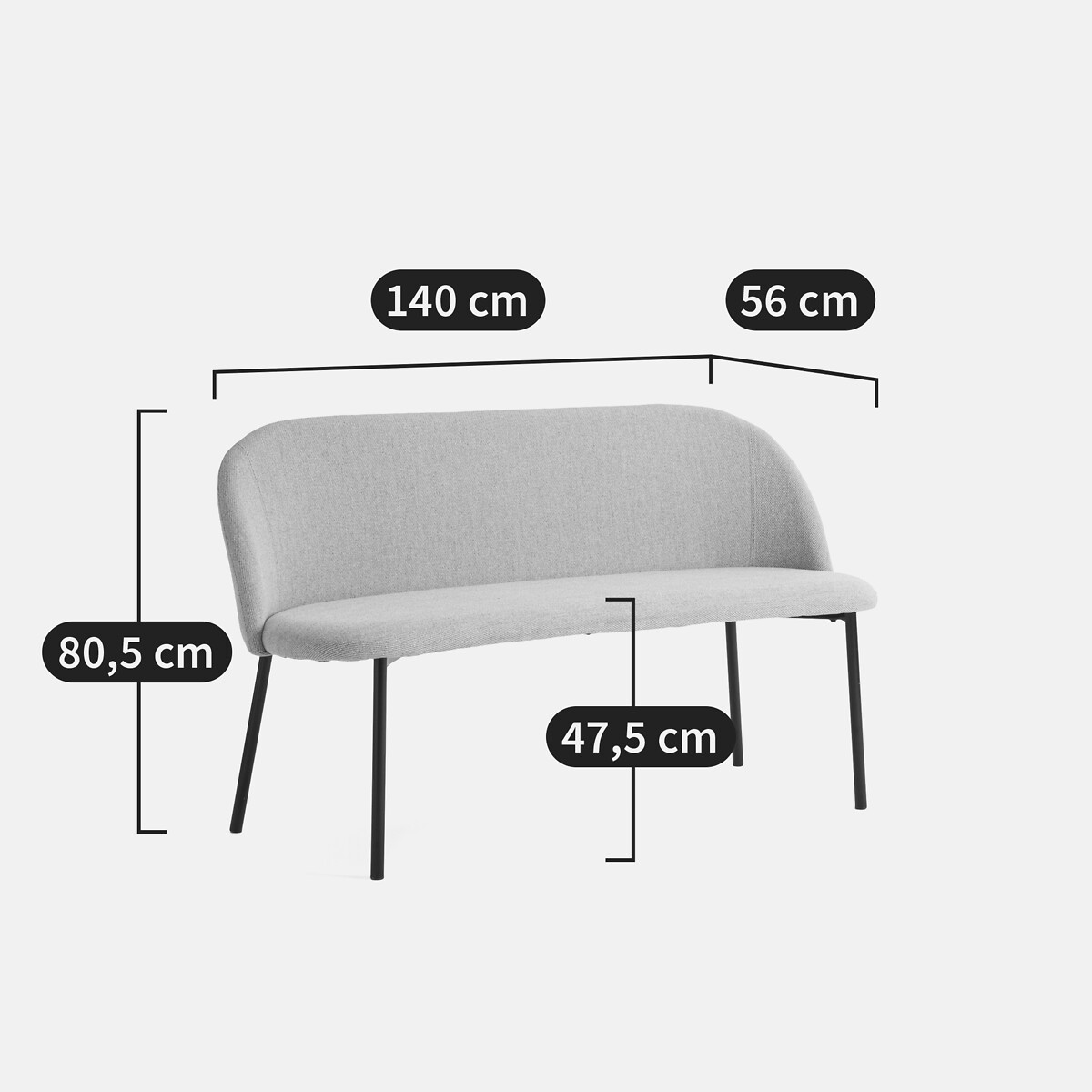 Banquette de table 2 personnes, Nordie beige chiné, LA REDOUTE INTERIEURS