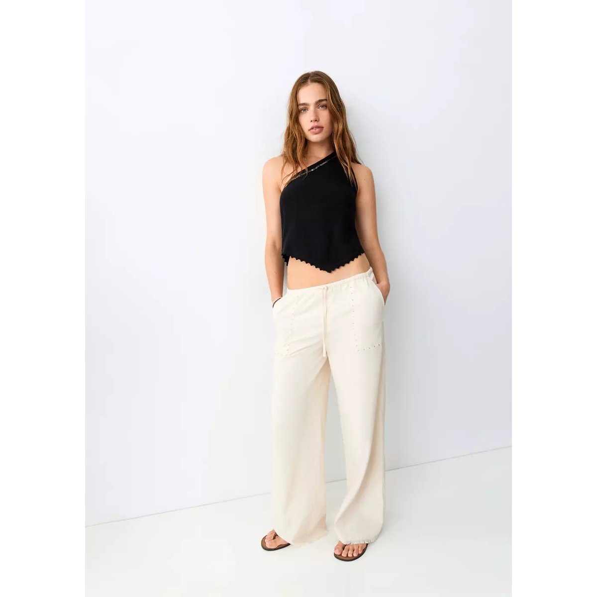 Top asymétrique sequins noir, MANGO TEEN