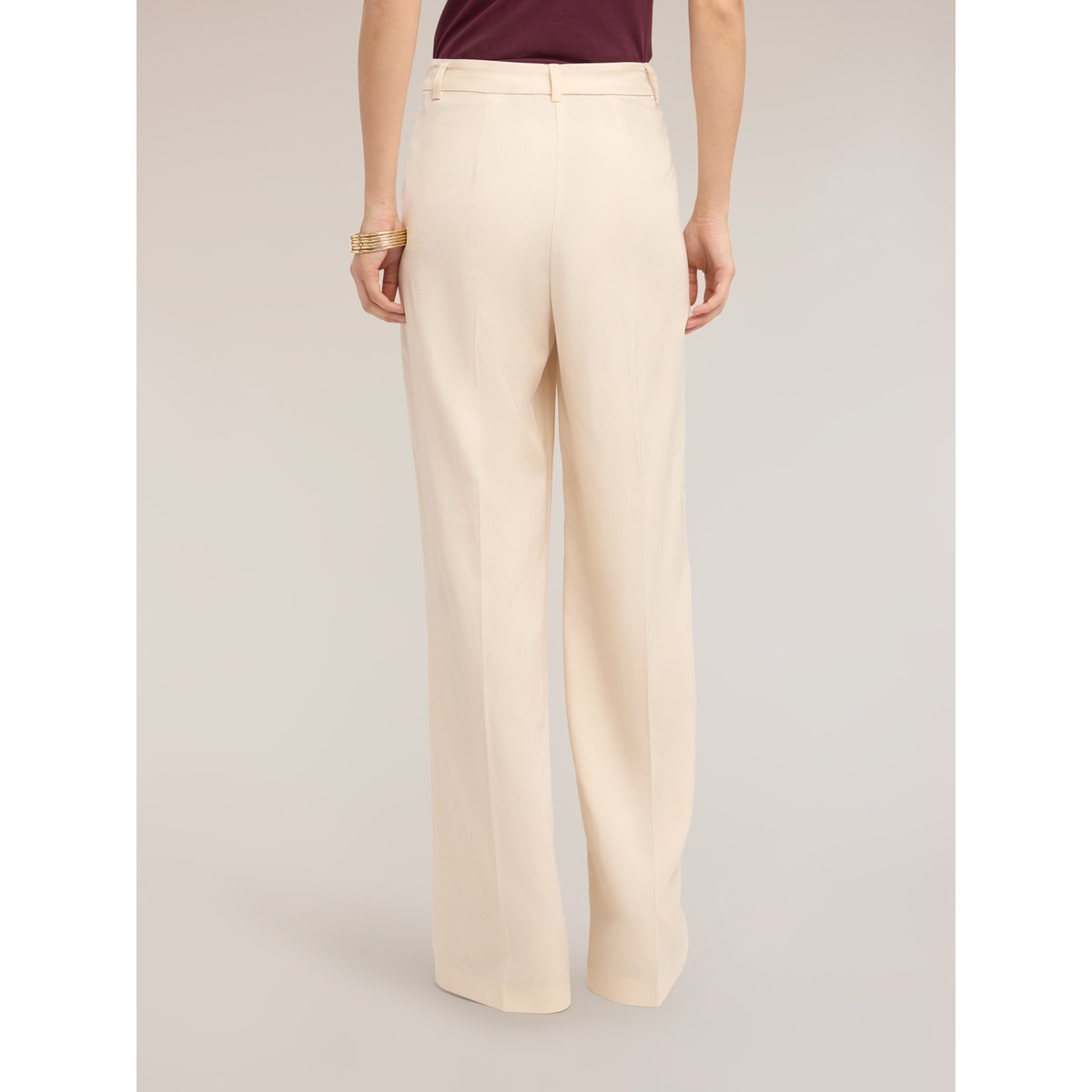 Pantalon palazzo à plis blanc, MOTIVI
