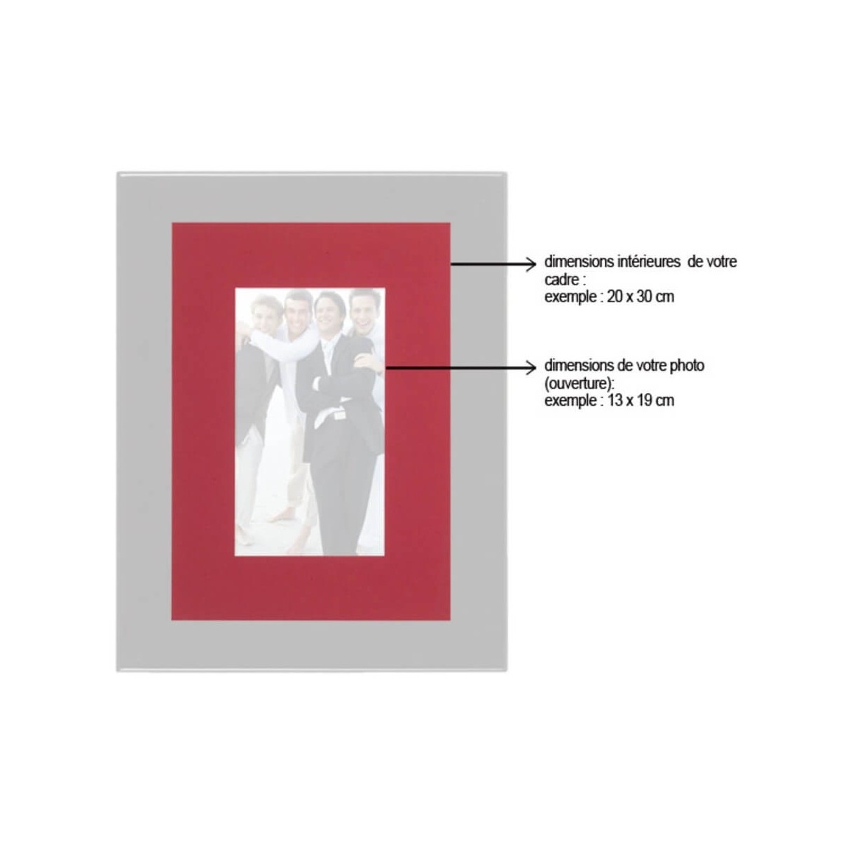 Passe-partout Double Blanc Avec Liseré Gris Format 30x40 Cm Ouverture 20x30 Cm ESSENTIEL blanc-carton, CEANOTHE