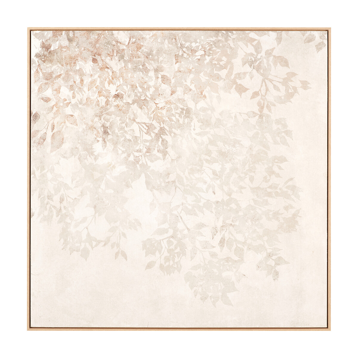 100cm White and Natural Floral Square Canvas with Natural Frame natural/white, ÉDITÉ