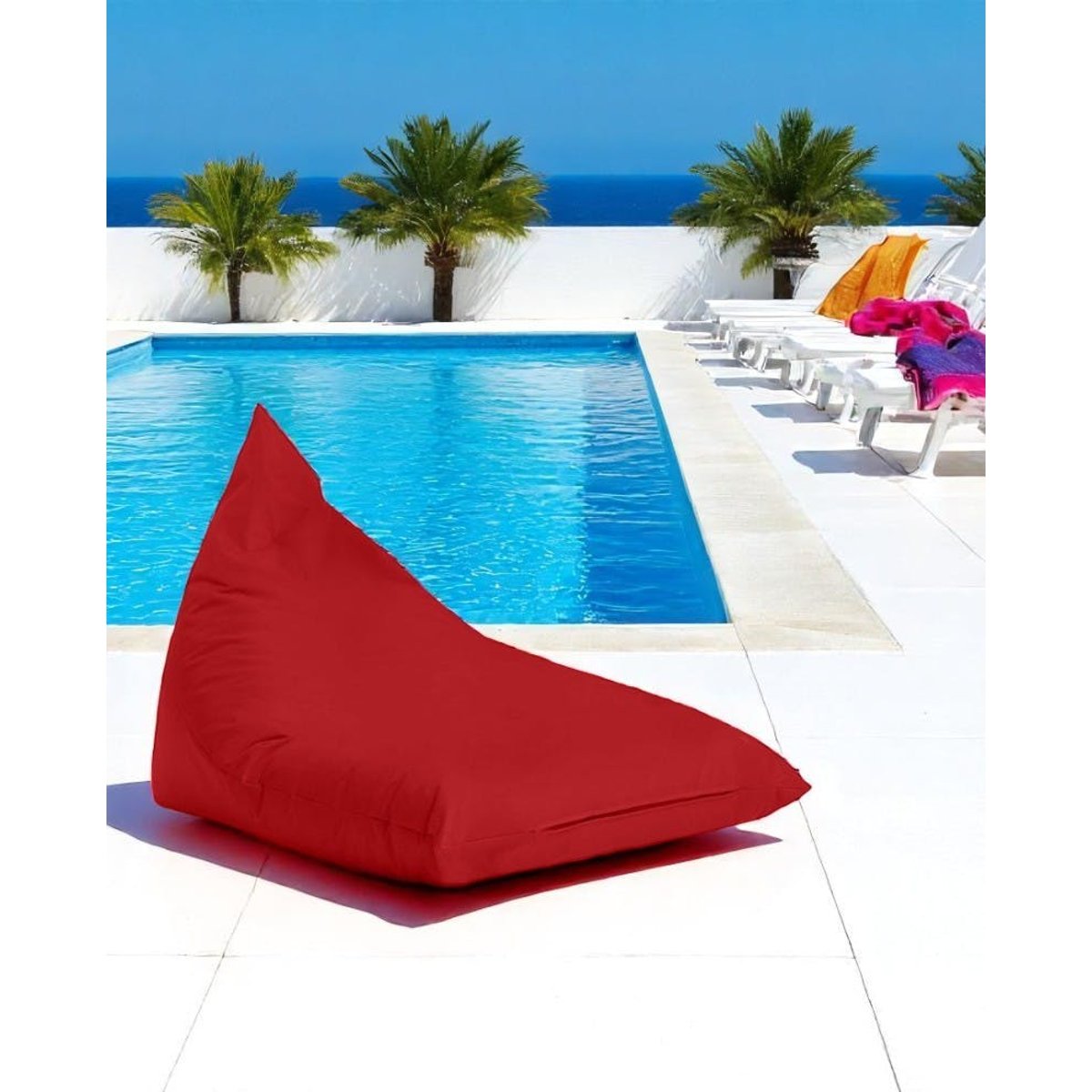Pouf berlingot pour jardin et terrasse ARTA rouge, PIER IMPORT