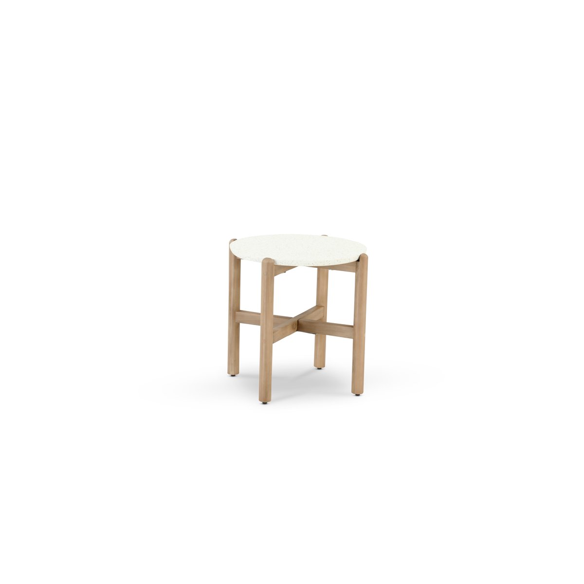 Table basse, ronde, terrazo, PROVENZA bois clair, plateau blanc, DEFORA HOME