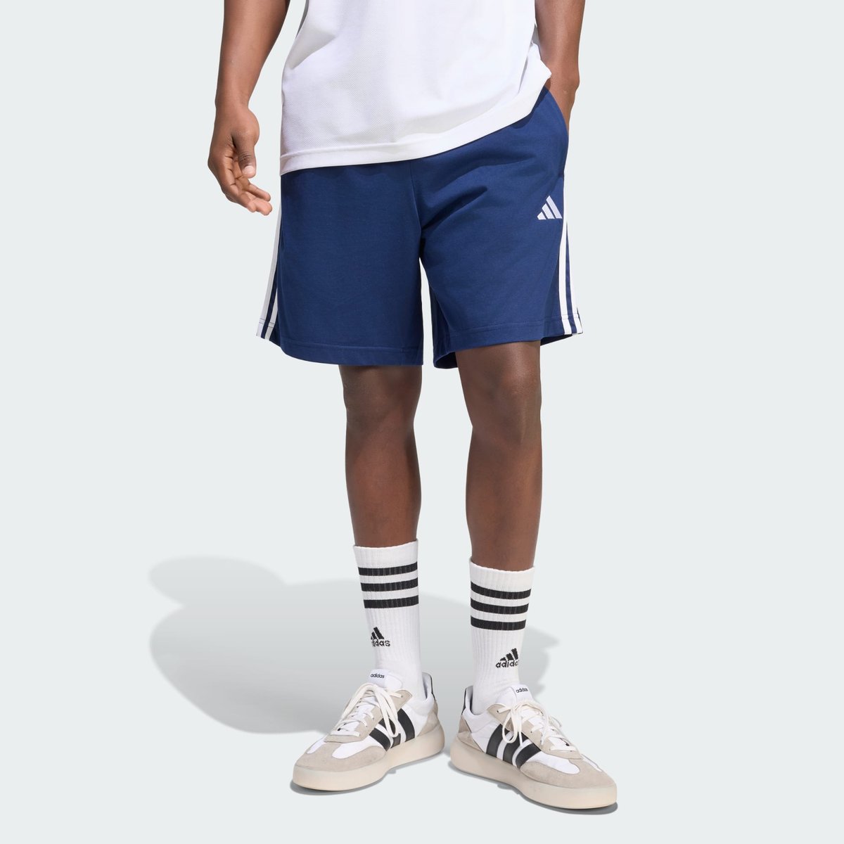 Short Jersey 3 Bandes Essentials Short Jersey 3 Bandes Essentials team navy blue 2 / white, ADIDAS SPORTSWEAR