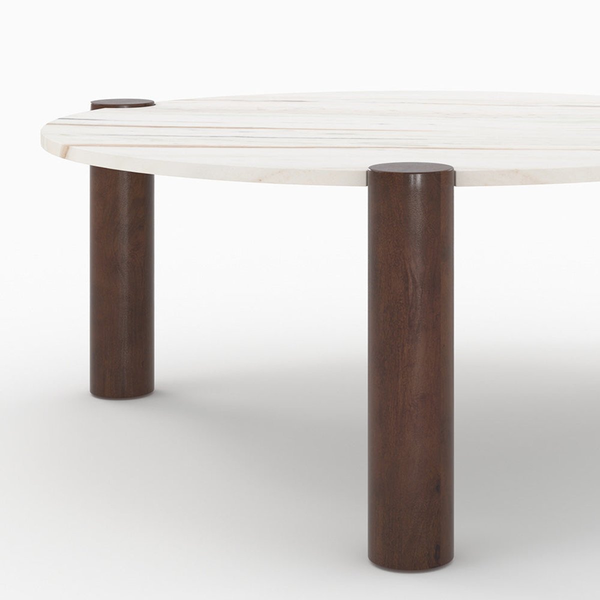Table basse ronde en marbre de manguier D86 cm - PAULINE blanc, MAISON PAVANE
