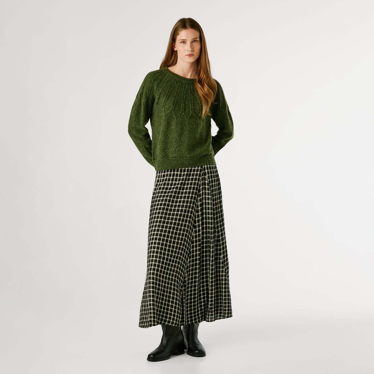 Pull Col Rond En Maille vert kaki, PEPE JEANS
