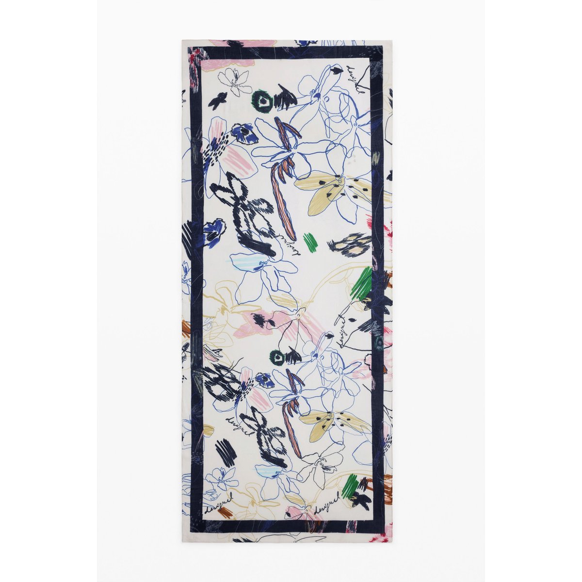 Foulard rectangulaire à motifs blanc, DESIGUAL
