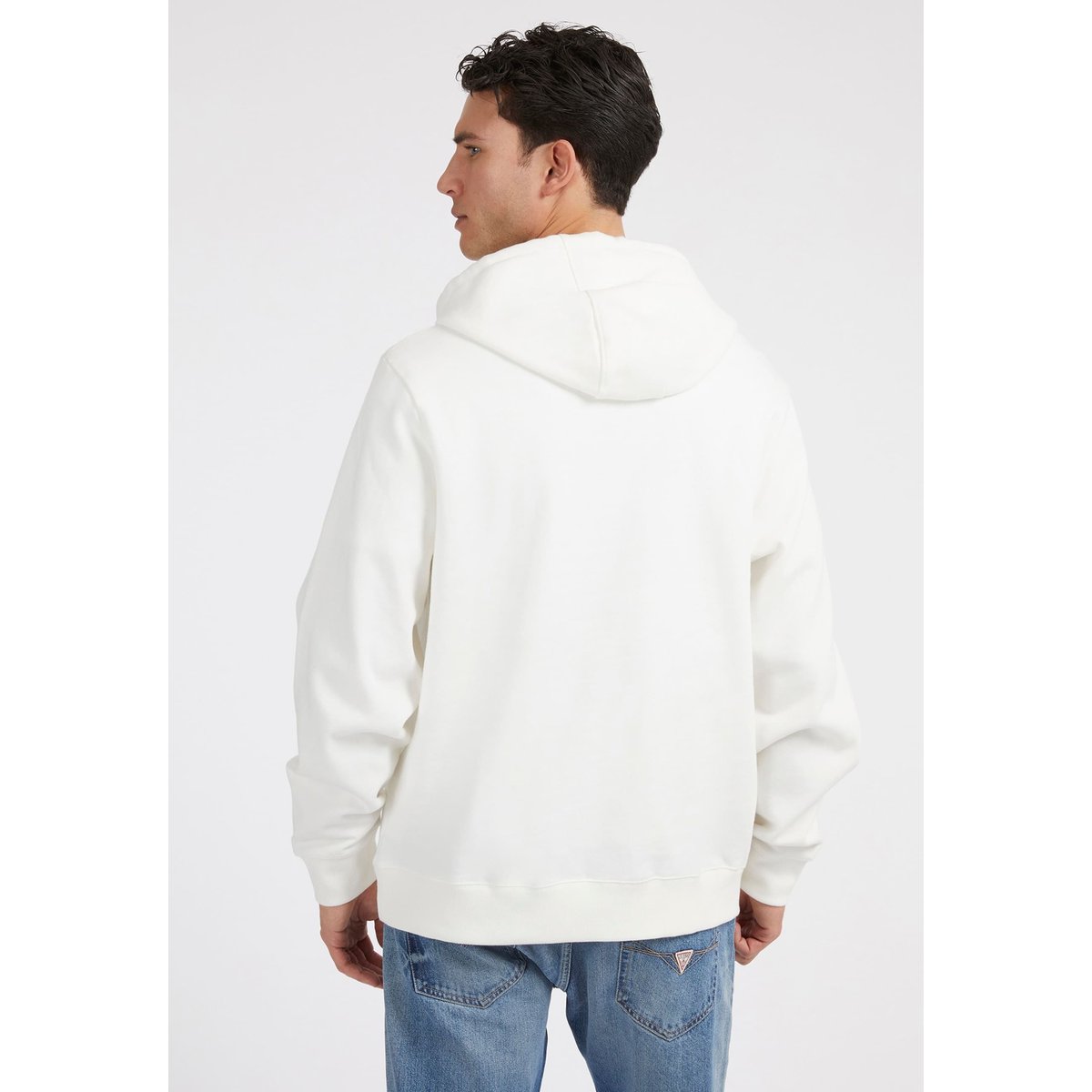 Sweat-Shirt Capuche Logo blanc, GUESS