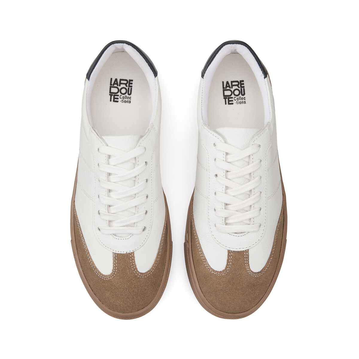 Leren sneakers, vintage stijl wit, LA REDOUTE COLLECTIONS