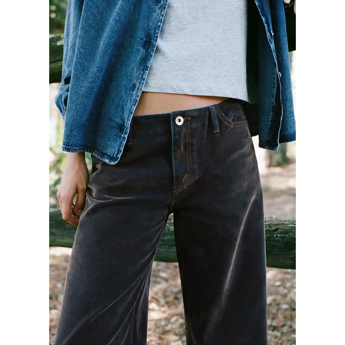 Jean wide leg en velours chocolat, MANGO TEEN