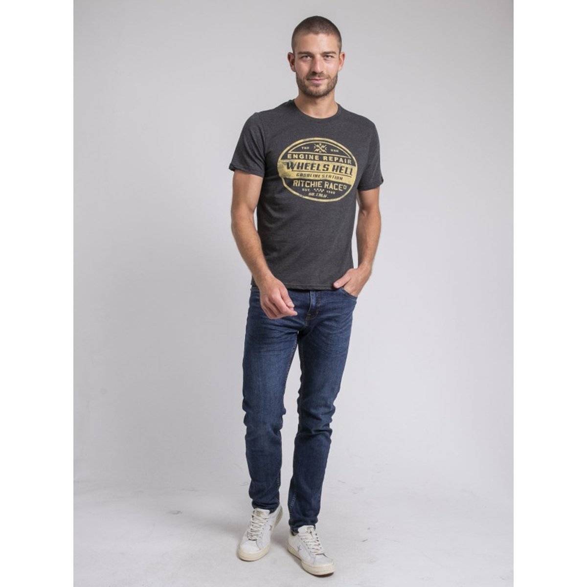 T-shirt Col Rond Pur Coton Jakota gris, RITCHIE