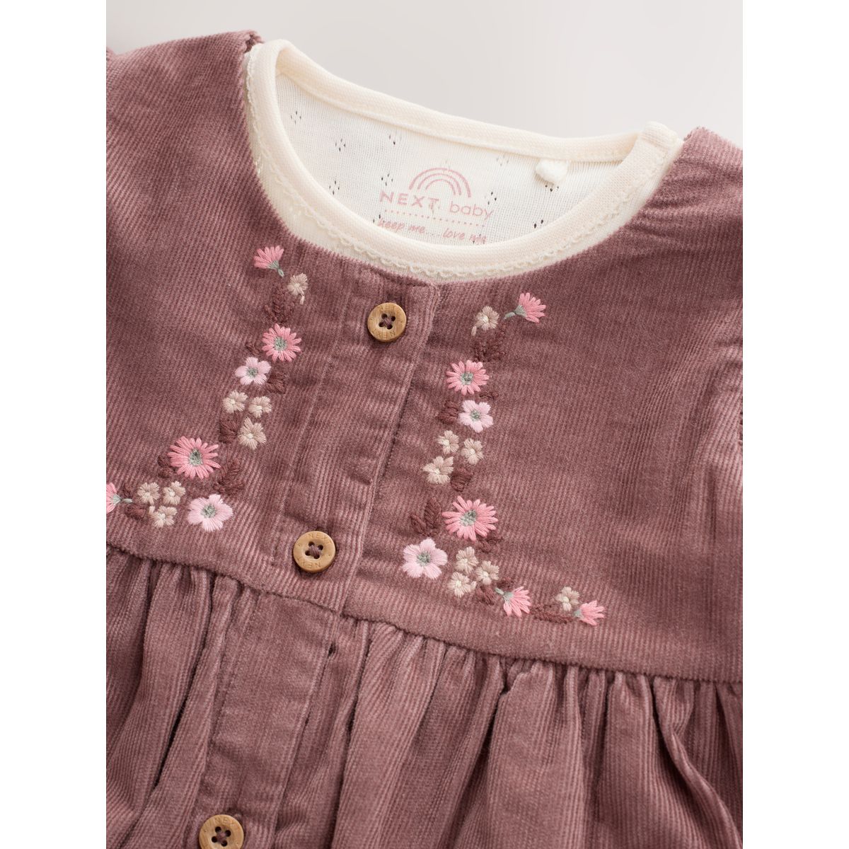 Robe chasuble bébé, body et collants, 3 pcs floral brun chocolat, NEXT