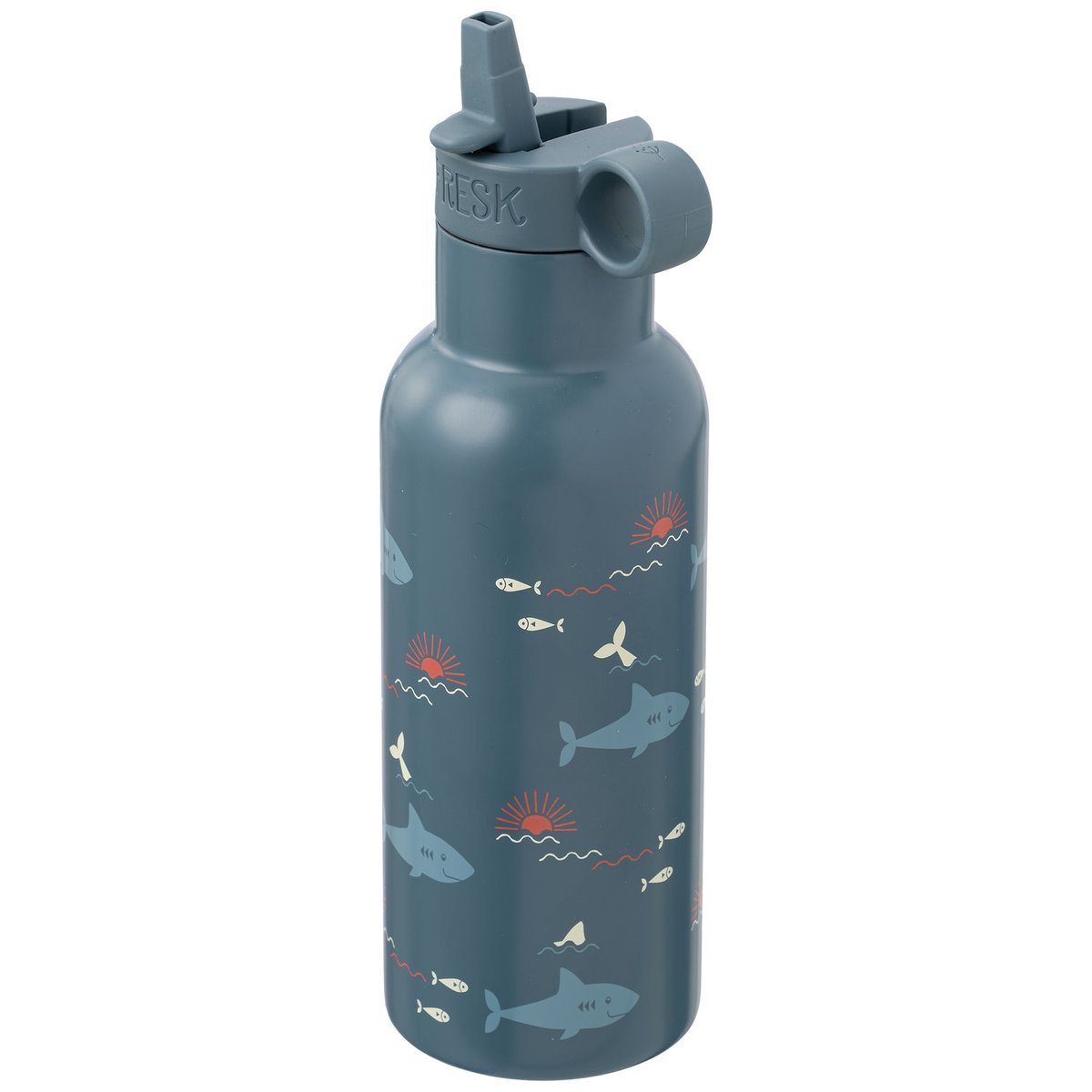 Gourde isotherme bleu, orange, blanc, FRESK