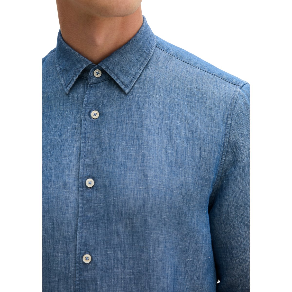 Chemise regular en lin et en coton bio bleu foncé, MARC O'POLO