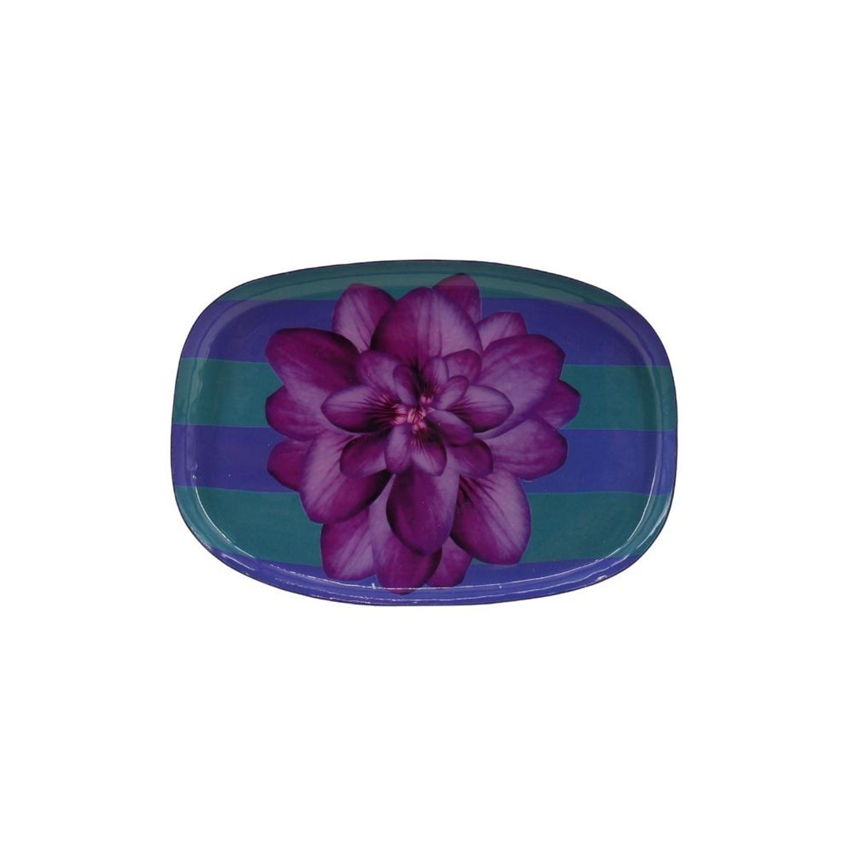 Plateau en métal laqué à rayures bleus / violettes 20x14cm violet, HASHTAG DECO