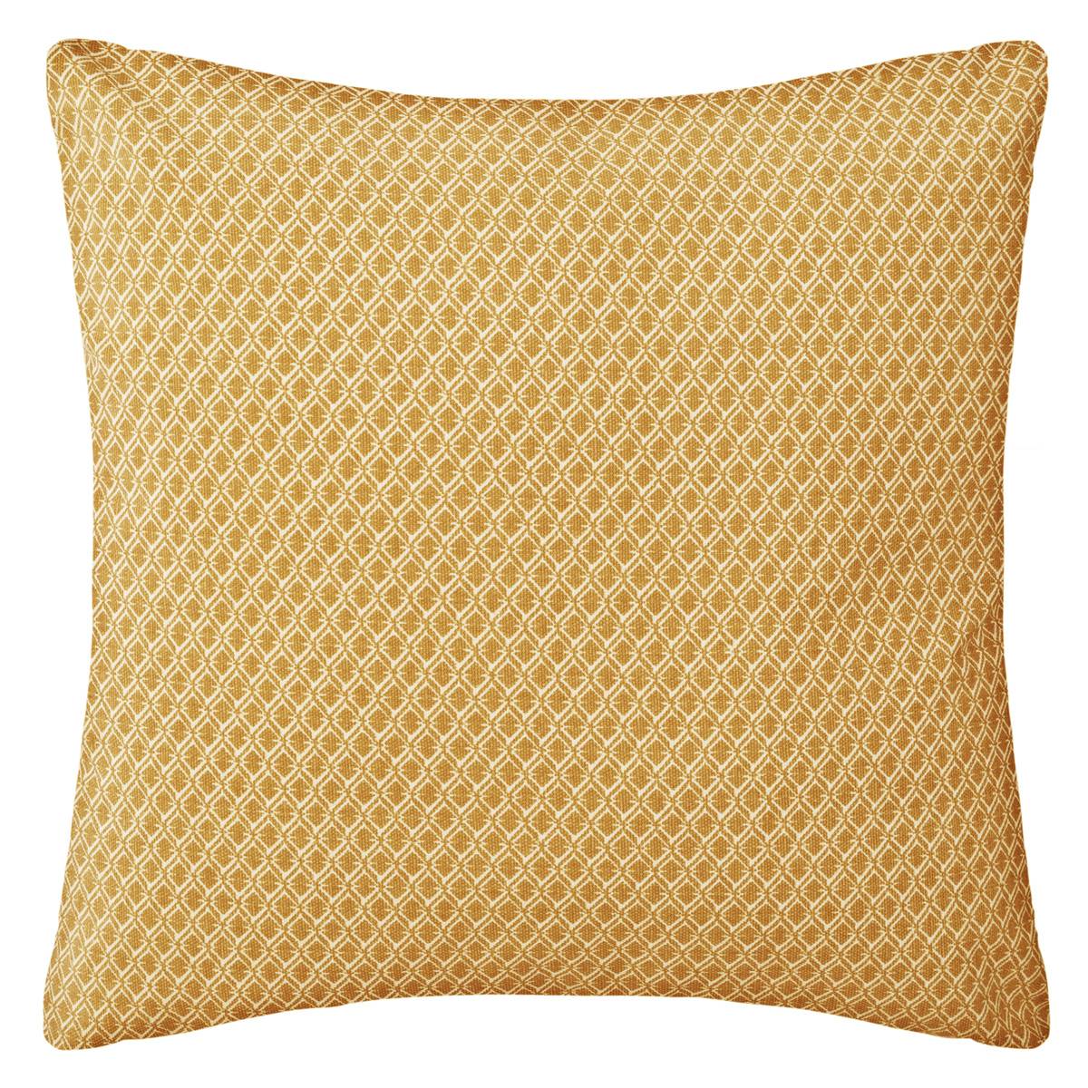 Coussin déhoussable en coton imprimé OTTO jaune, ATMOSPHERA