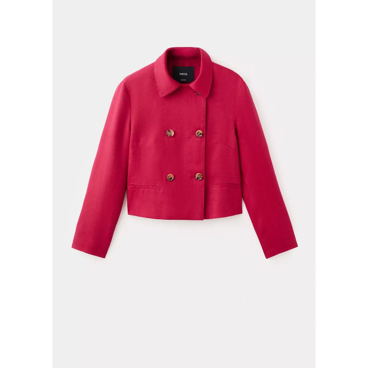 Veste en lin à double boutonnage rouge, MANGO