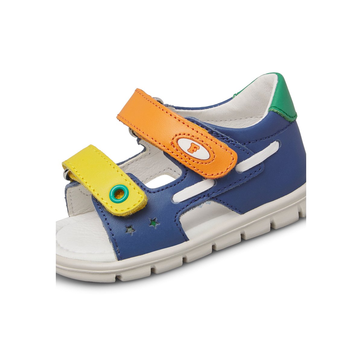 Sandales en cuir PLIRO marine-jaune, FALCOTTO