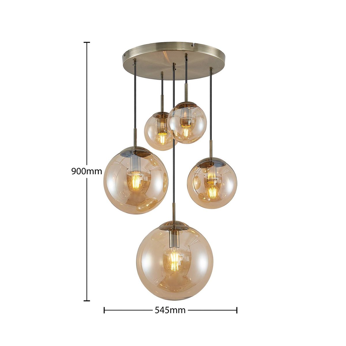 Suspension en verre vintage, Teeja ambre, laiton ancien, LINDBY