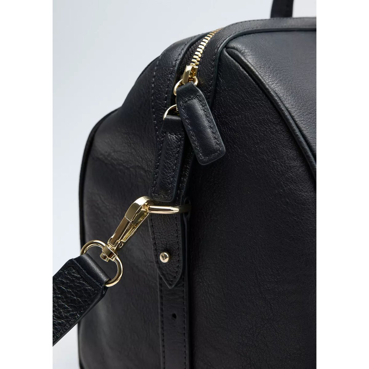 Sac en cuir anse double bleu marine, MANGO