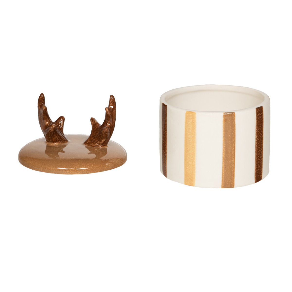 Boîte cerf en céramique H12 cm crème / ivoire, AMADEUS