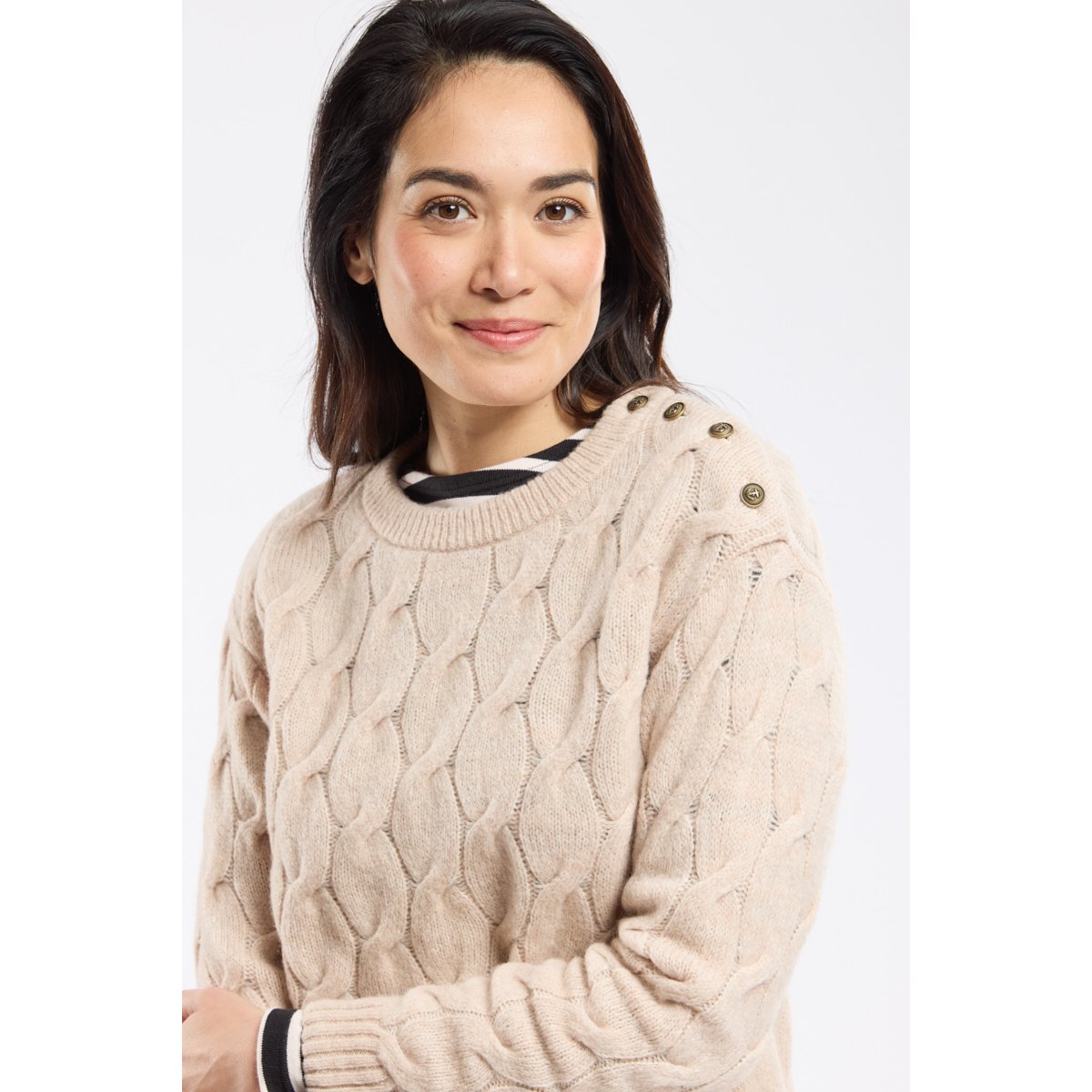 Pull torsadé en laine nature, ARMOR-LUX