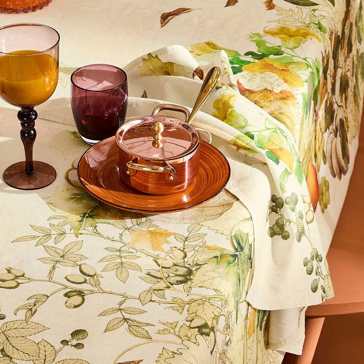 Serviette lin & coton lavé DELICES D'AUTOMNE potiron, GARNIER THIEBAUT