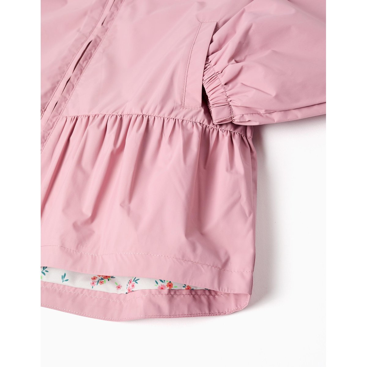 Coupe-vent avec capuche et ourlet à volants rose clair, ZIPPY