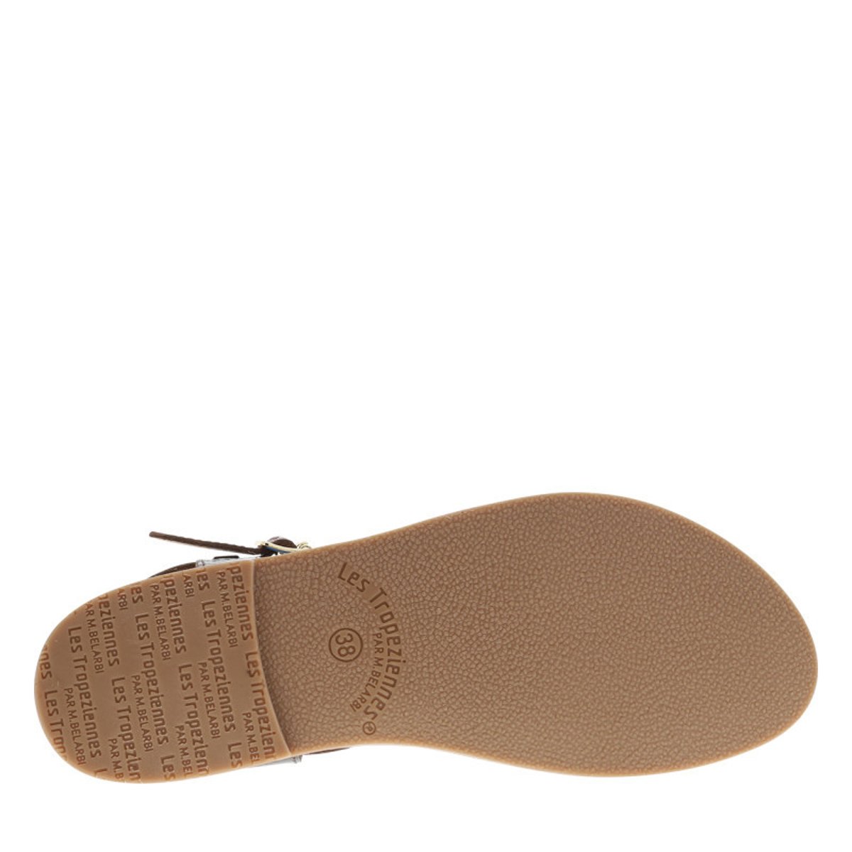 Sandales en cuir chocolat à semelle plate et à boucle à ardillon marron, LES TROPEZIENNES PAR M.BELARBI