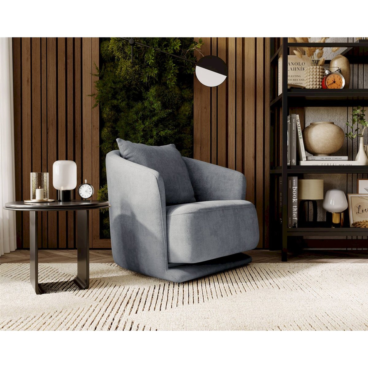 Fauteuil pivotant en chenille collection WISH gris chenille, RECOLLECTION
