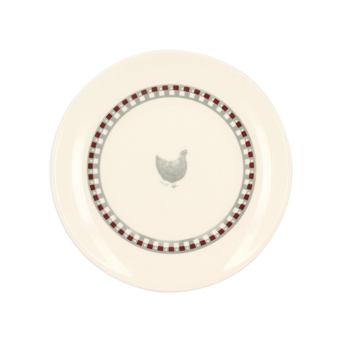 Lot de 6 assiettes à dessert en grès 19cm, GALLINA blanc-gris-rouge, NOVASTYL