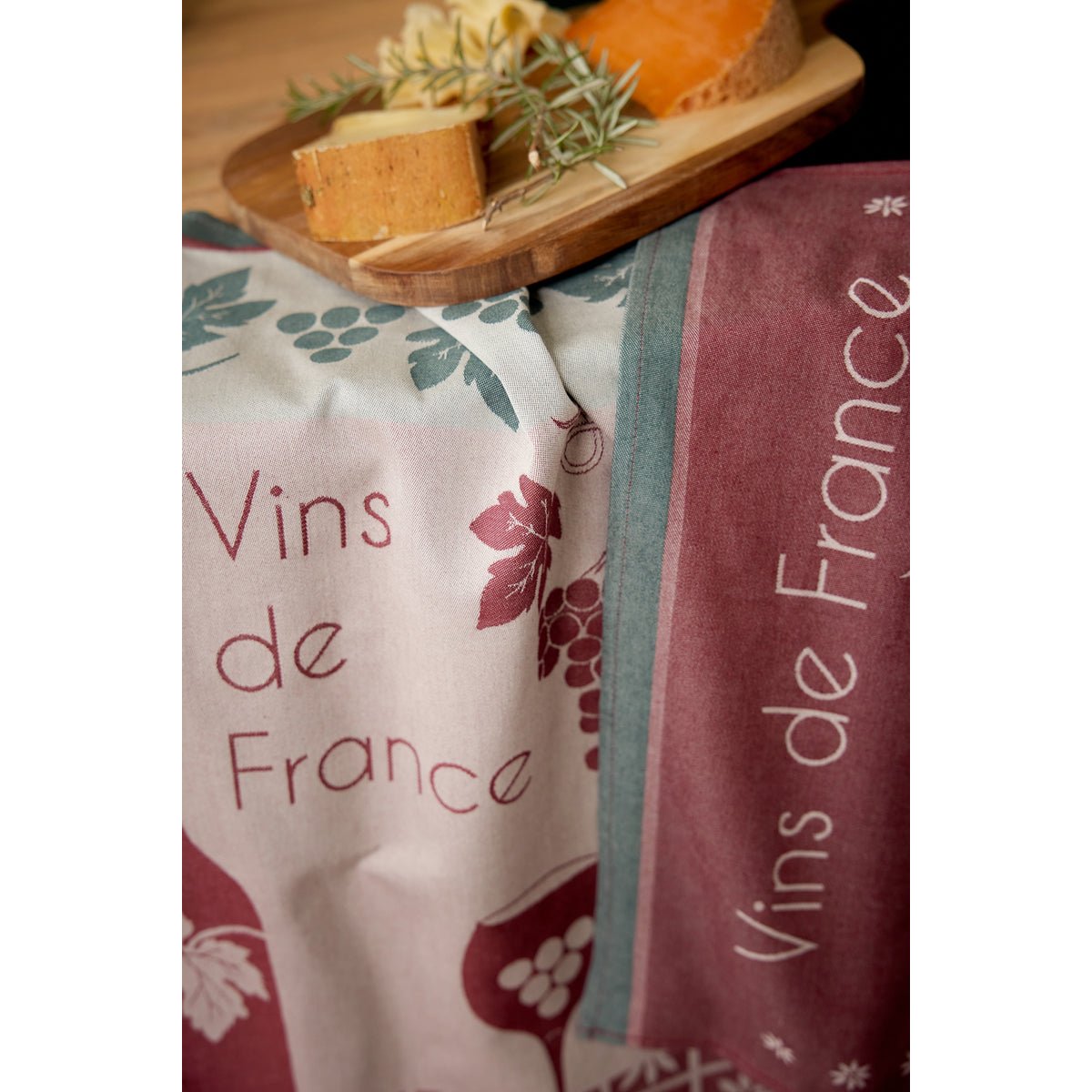 Torchon jacquard en coton CÔTÉ VIGNE violet, COUCKE