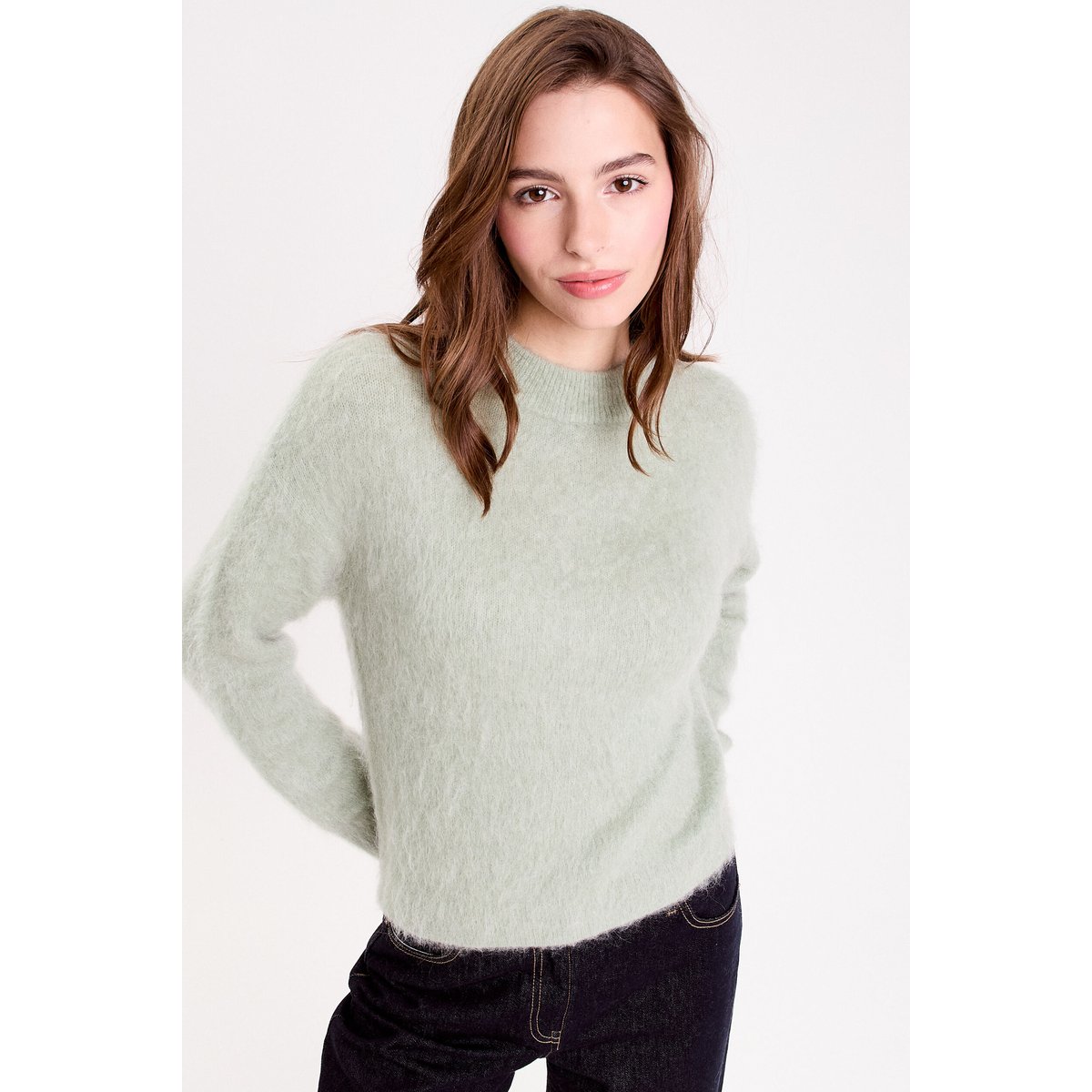 Pull duveteux vert pastel, CACHE CACHE