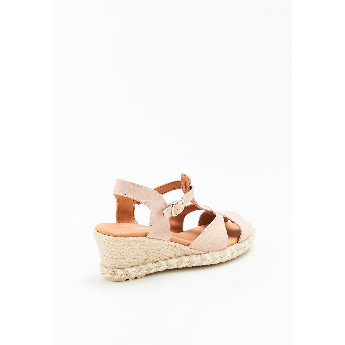 Sandales compensées tressées beige rosé, DAMART