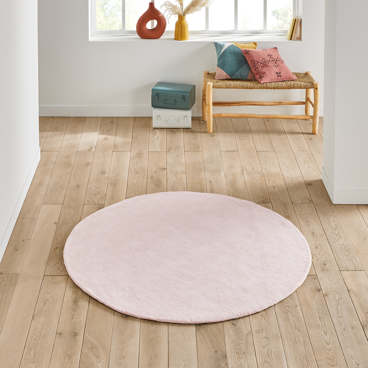 Tapis rond, coton tufté, Renzo, grand modèle nude, LA REDOUTE INTERIEURS