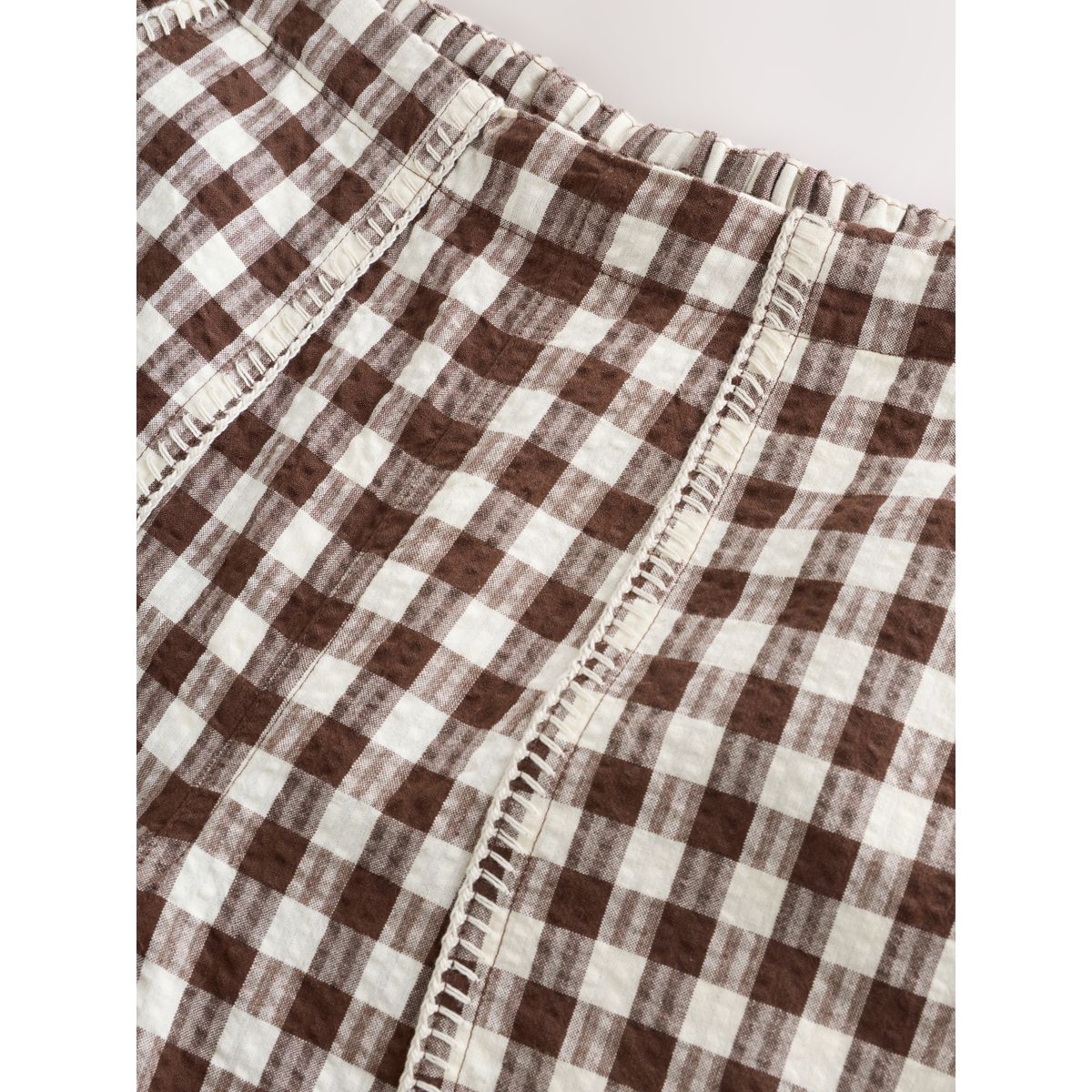 Pantalon droit court avec imprimé homards vichy marron chocolat, NEXT