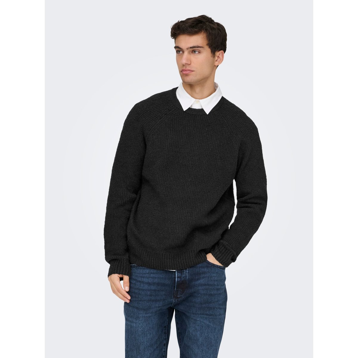Pull En Maille noire - black, ONLY & SONS