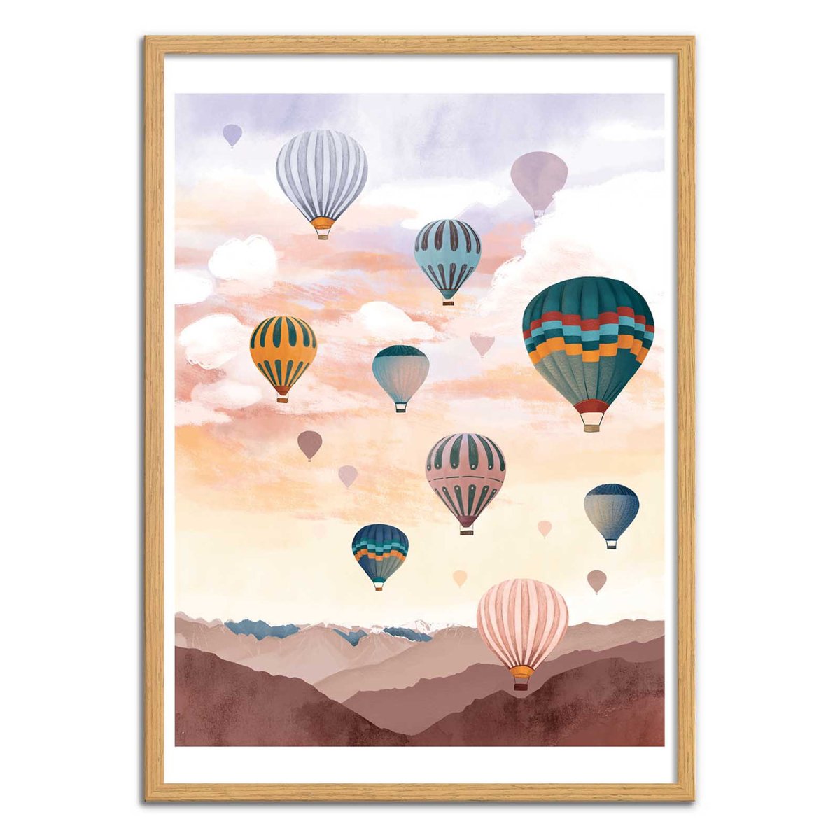 Affiche d'art - Airballoon Sky - Goed Blauw violet, WALL EDITIONS