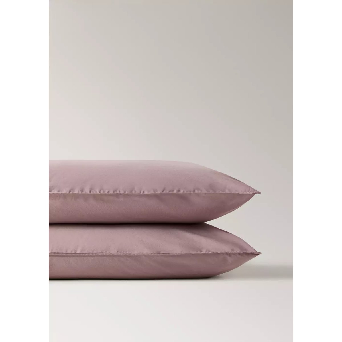 Deux taies d'oreiller double surpiqûre 300 fils coton 50x75 cm rose pâle, MANGO HOME