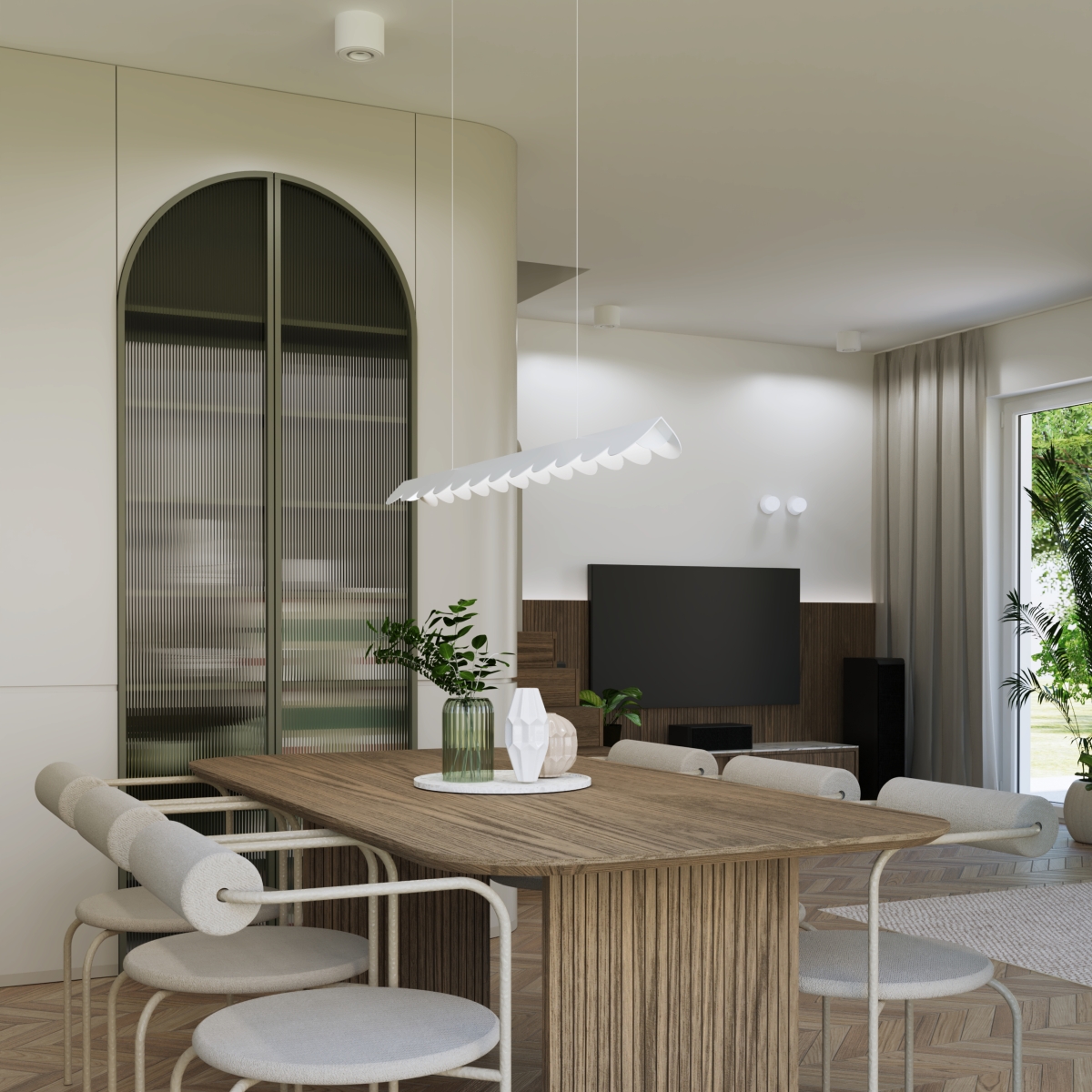 Suspension Aluminium Beige LED 1 Biscuit beige, EDEN