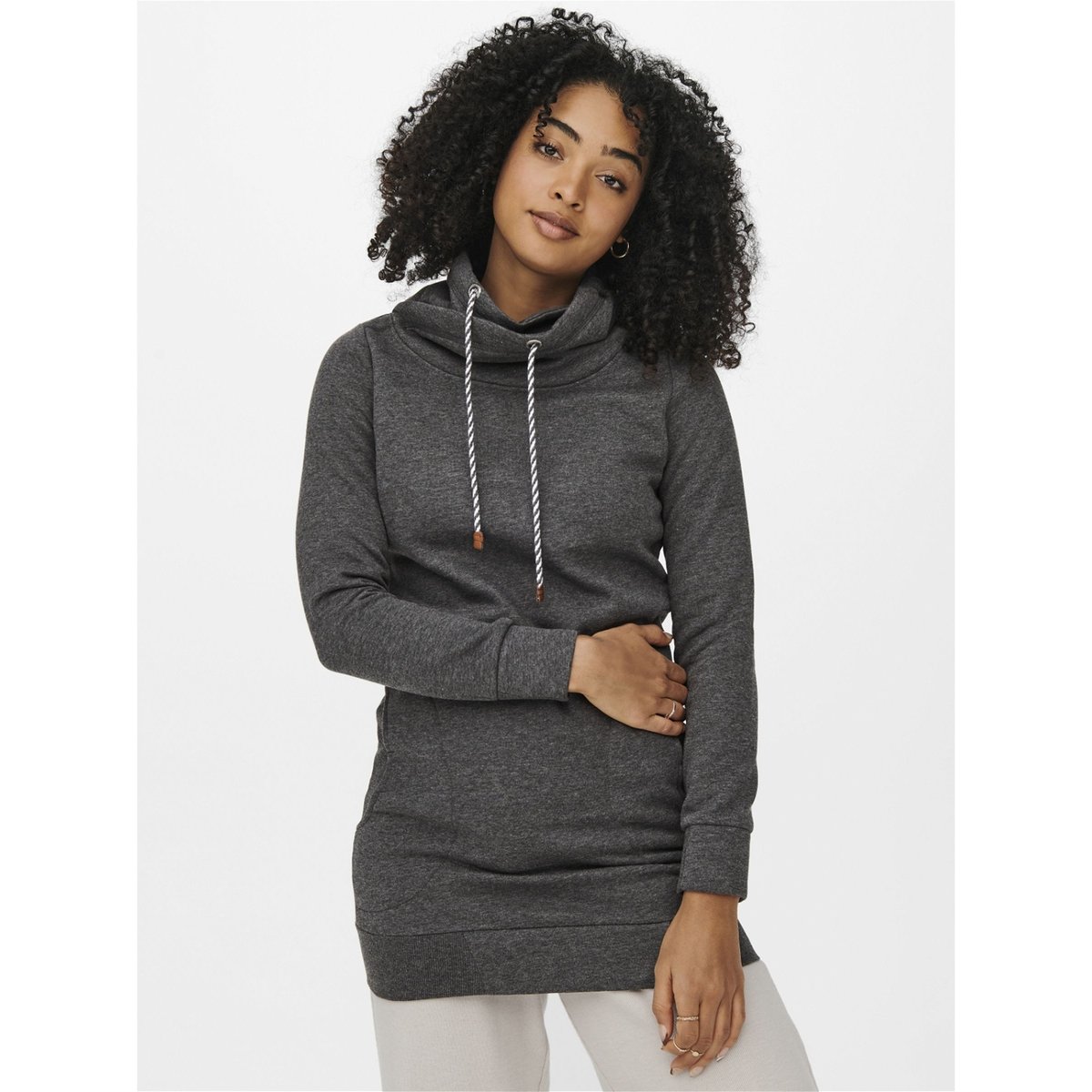 Sweat À Capuche dark grey melange, ONLY