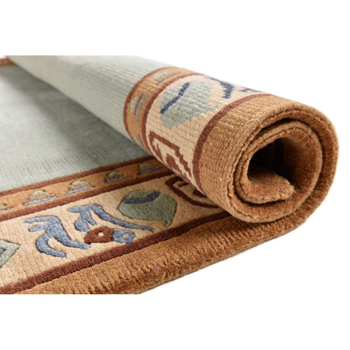 Tapis Gurkha Seta noué main laine et viscose terracotta multicolore, THEKO