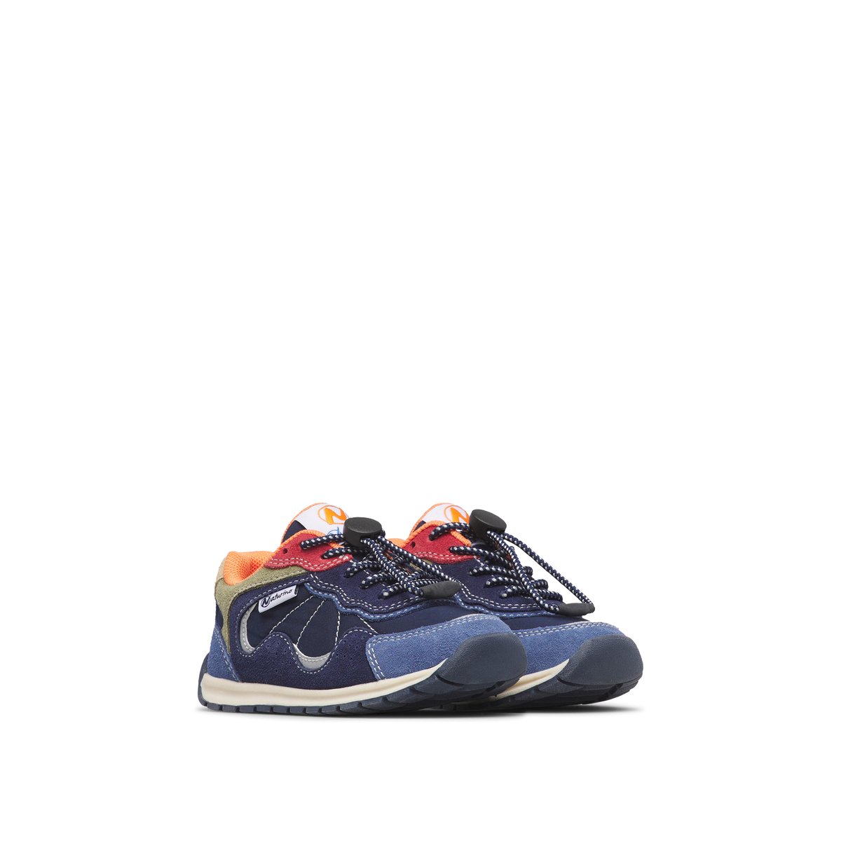 Sneakers en cuir et tissu MANSK. bleu-bleu ciel-blanc-rose, NATURINO