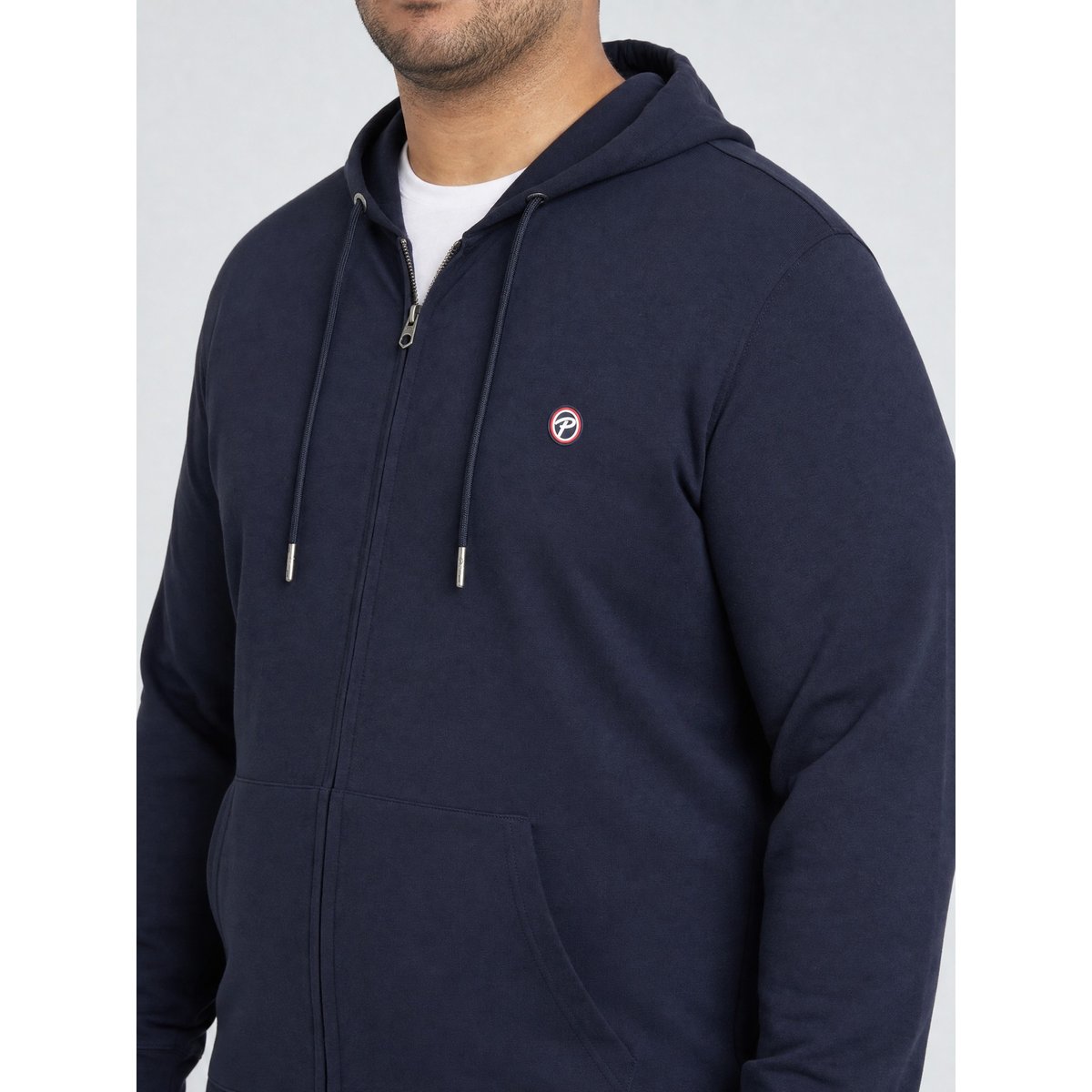 Sweat à capuche zippé en coton grande taille pinewood bleu royal navy, PETROL INDUSTRIES