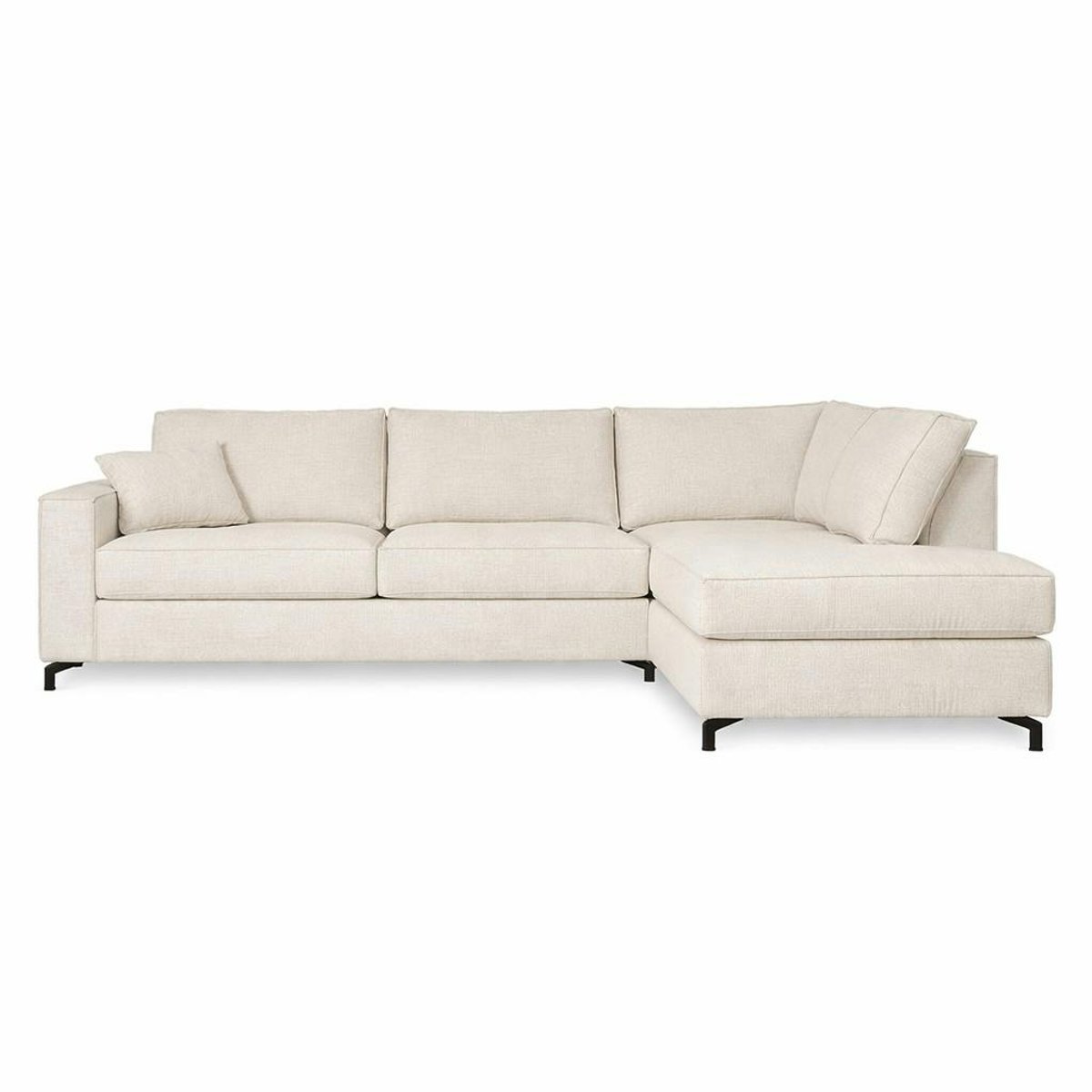 Canapé d'angle en tissu, texture tissée RIVOLI beige (côté droit), PIER IMPORT