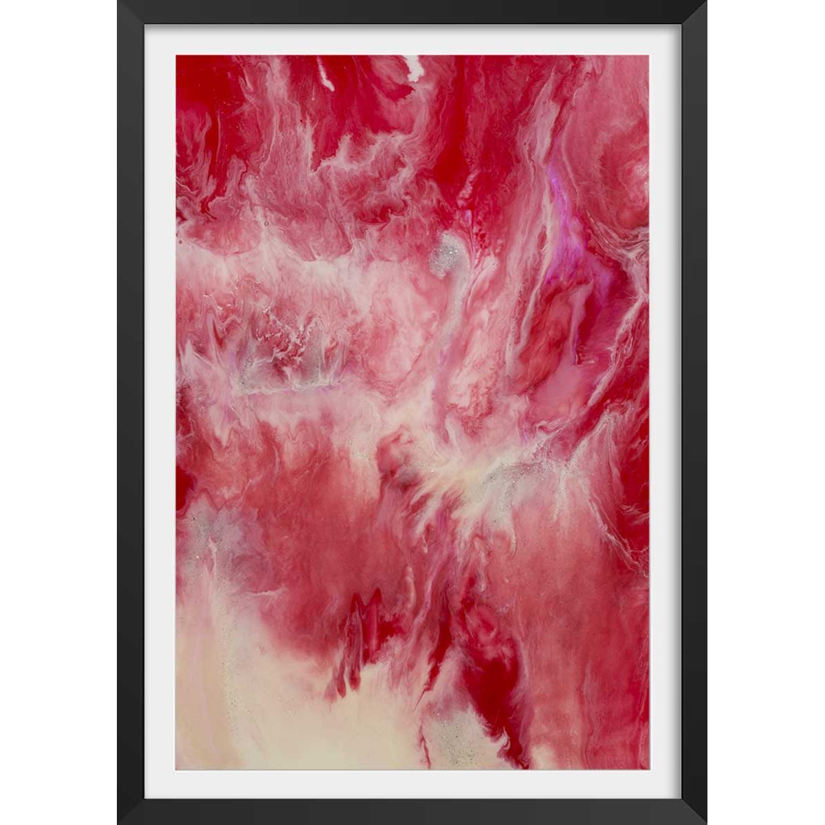 Poster vanille fraise affiche + cadre en bois - noir, HEXOA