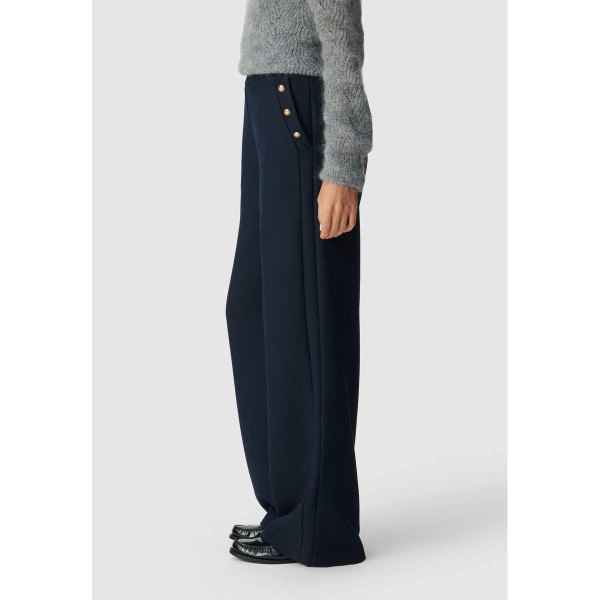 Pantalon droit flanelle bleu marine, IKKS