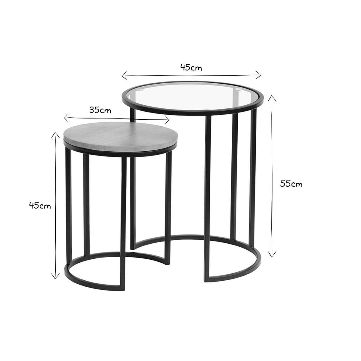 Tables d'appoint design gigognes (lot de 2) TAHL naturel, MILIBOO